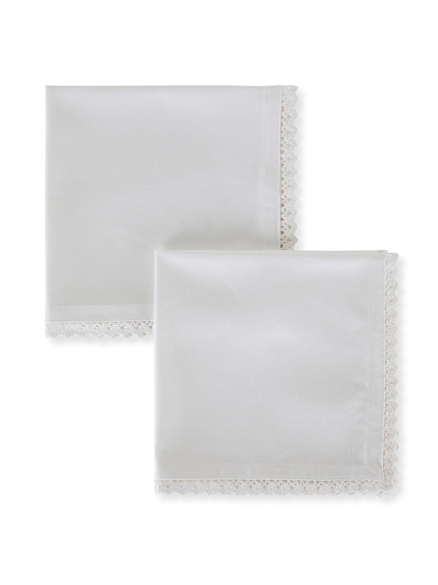 Set of 2 cotton twill napkins with laces, White, large image number 0