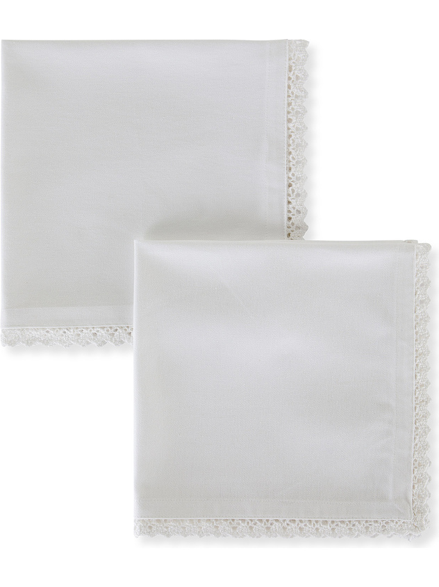 Set 2 tovaglioli twill di cotone con pizzo