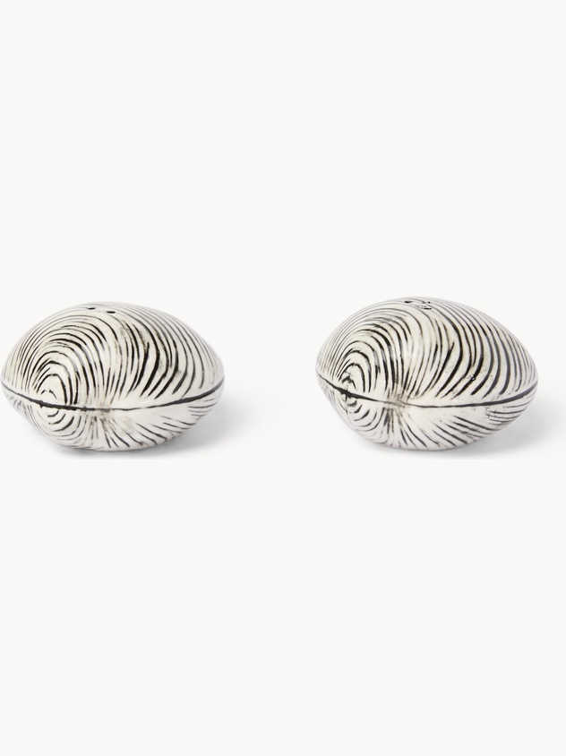 Set sale e pepe in ceramica a conchiglia