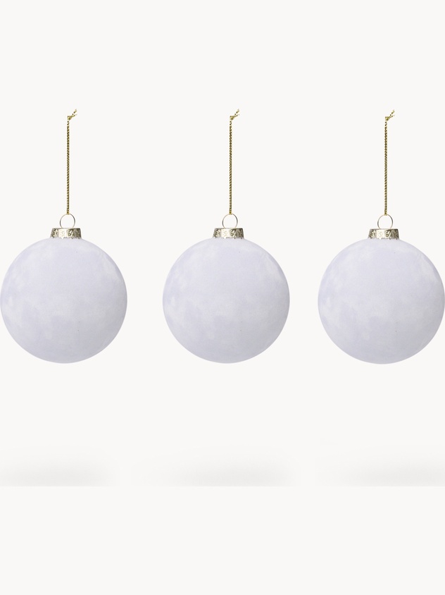 Set of 3 velvet-effect glass tree ornaments