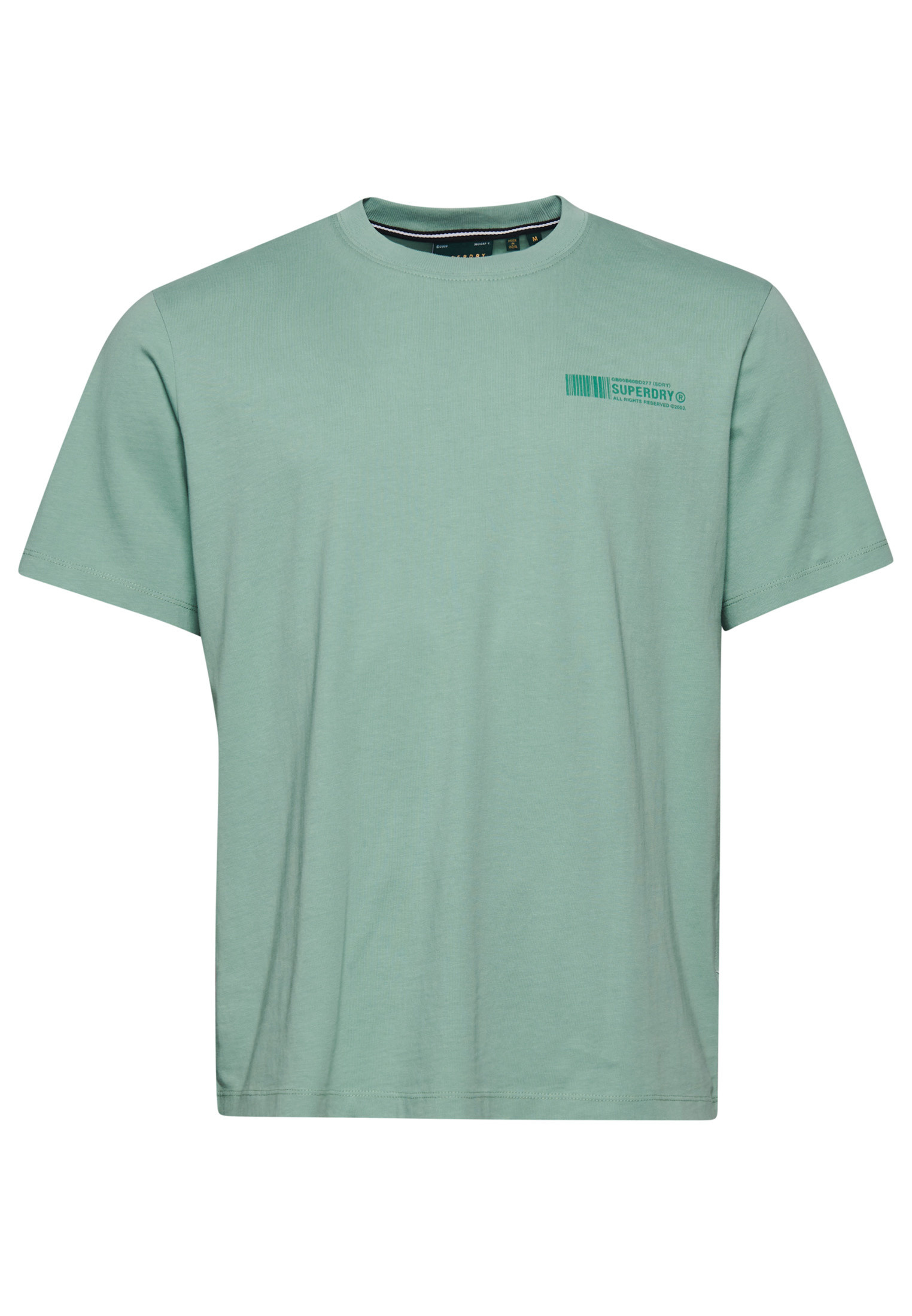 Superdry - Basic cotton t-shirt with micro barcode logo, Light Green, large image number 0