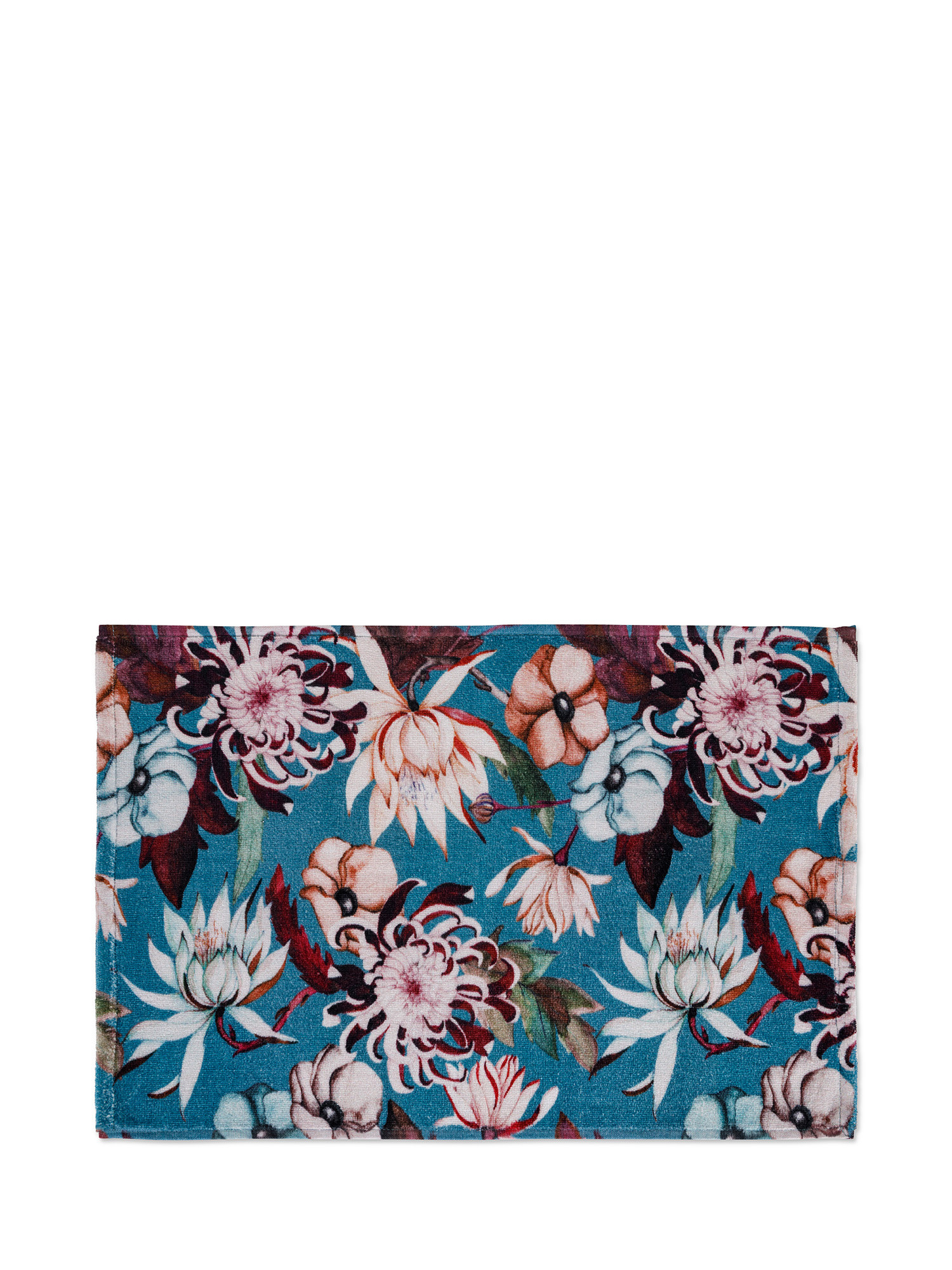 Asciugamano in spugna di cotone velour con stampa floreale, Azzurro, large image number 1