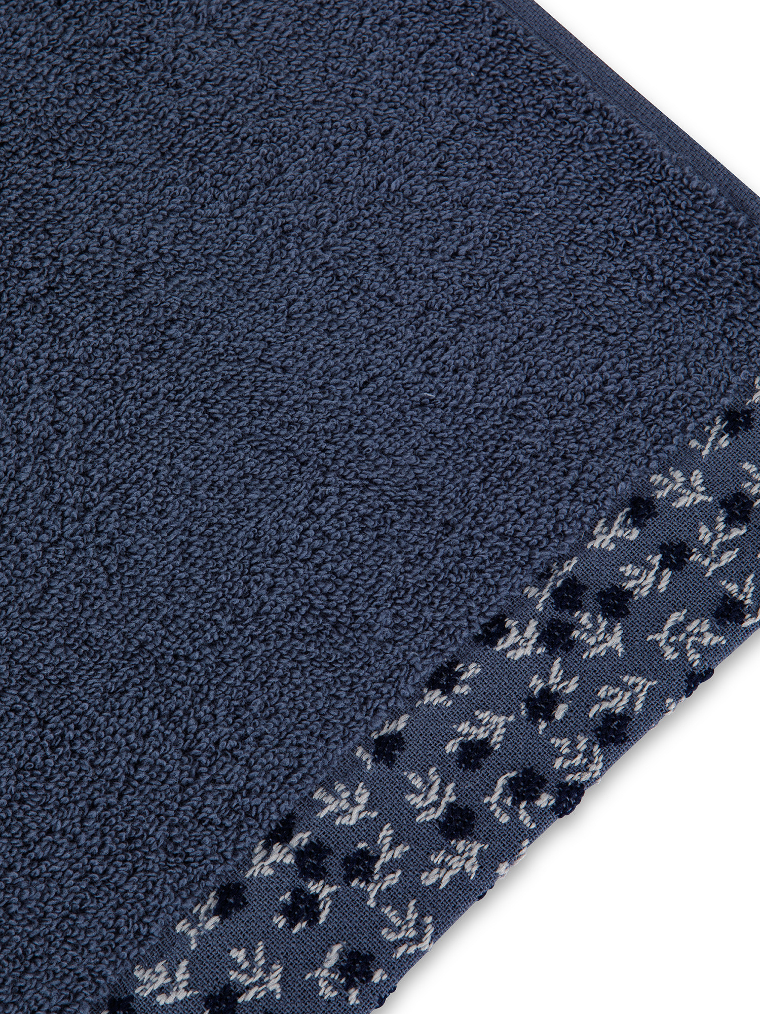 Asciugamano spugna di cotone bordo floreale, Grigio, large image number 2