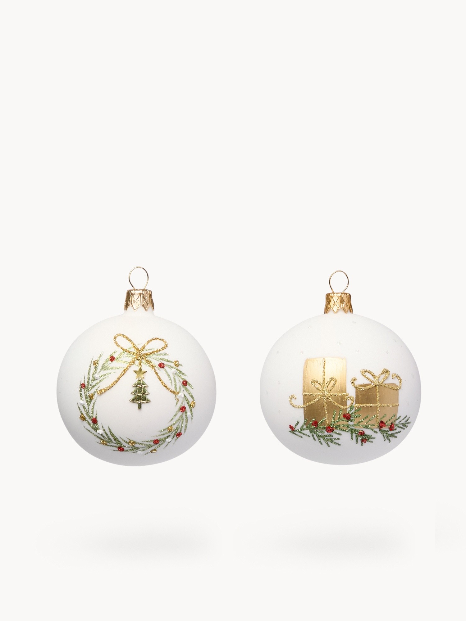 Mouth-blown glass decoration,hand-decorated by European artisans, White, large image number 0