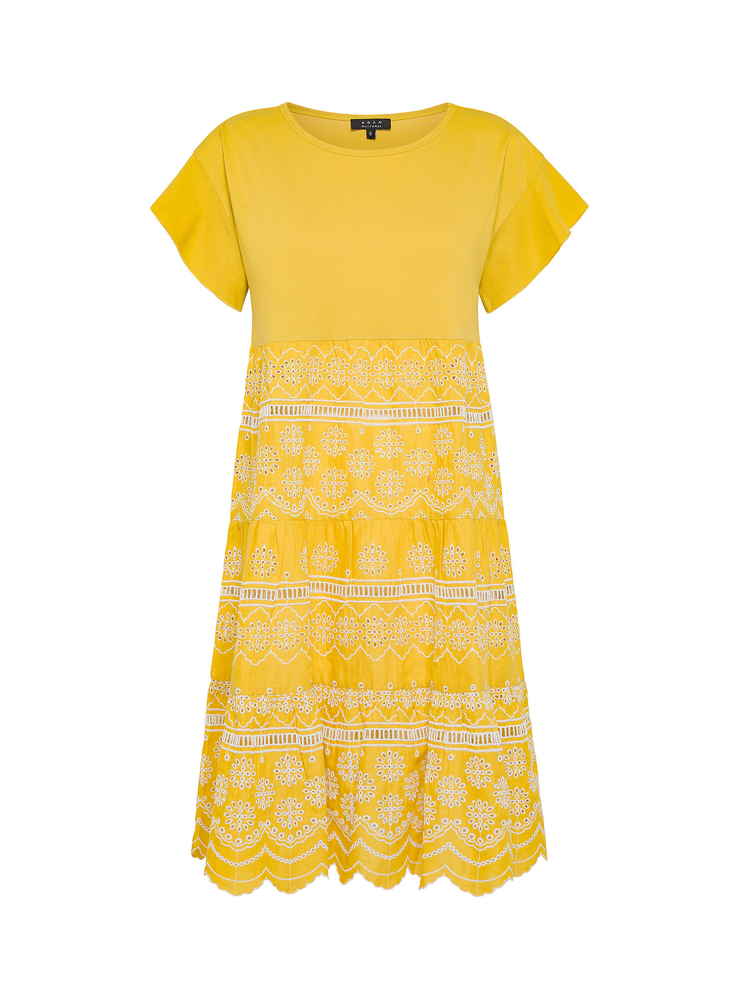 Koan - Cotton dress with flounces, Yellow, large image number 0