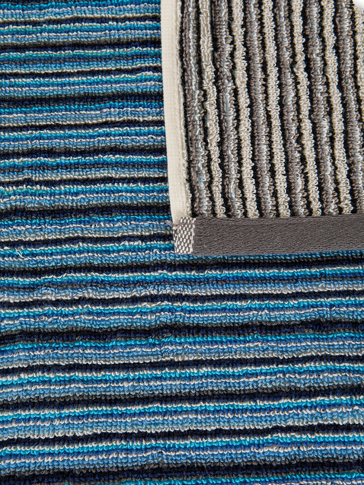 Asciugamano spugna di cotone a righe, Blu, large image number 2