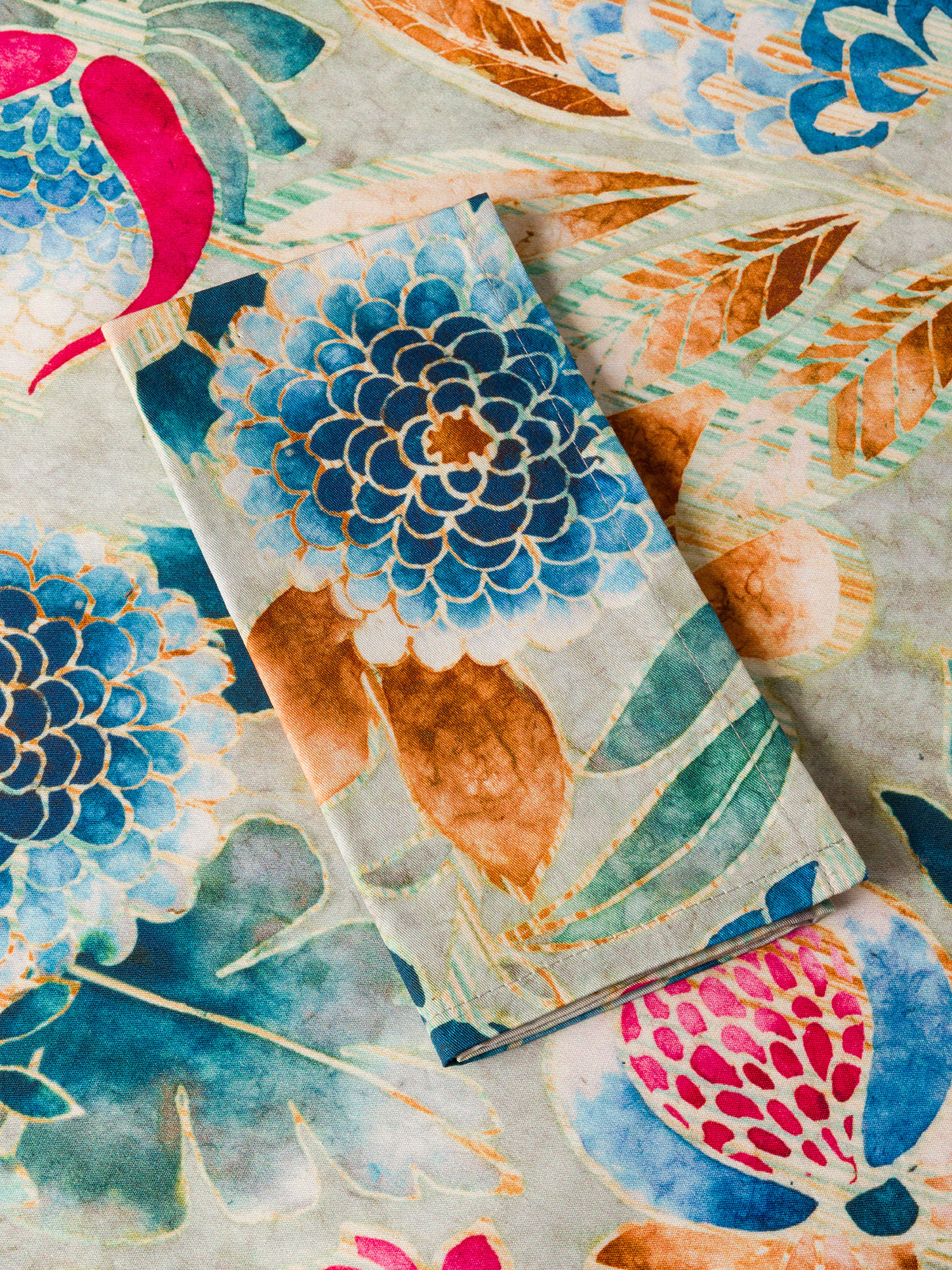 Tovaglia in twill di puro cotone stampa floreale, Multicolor, large image number 1