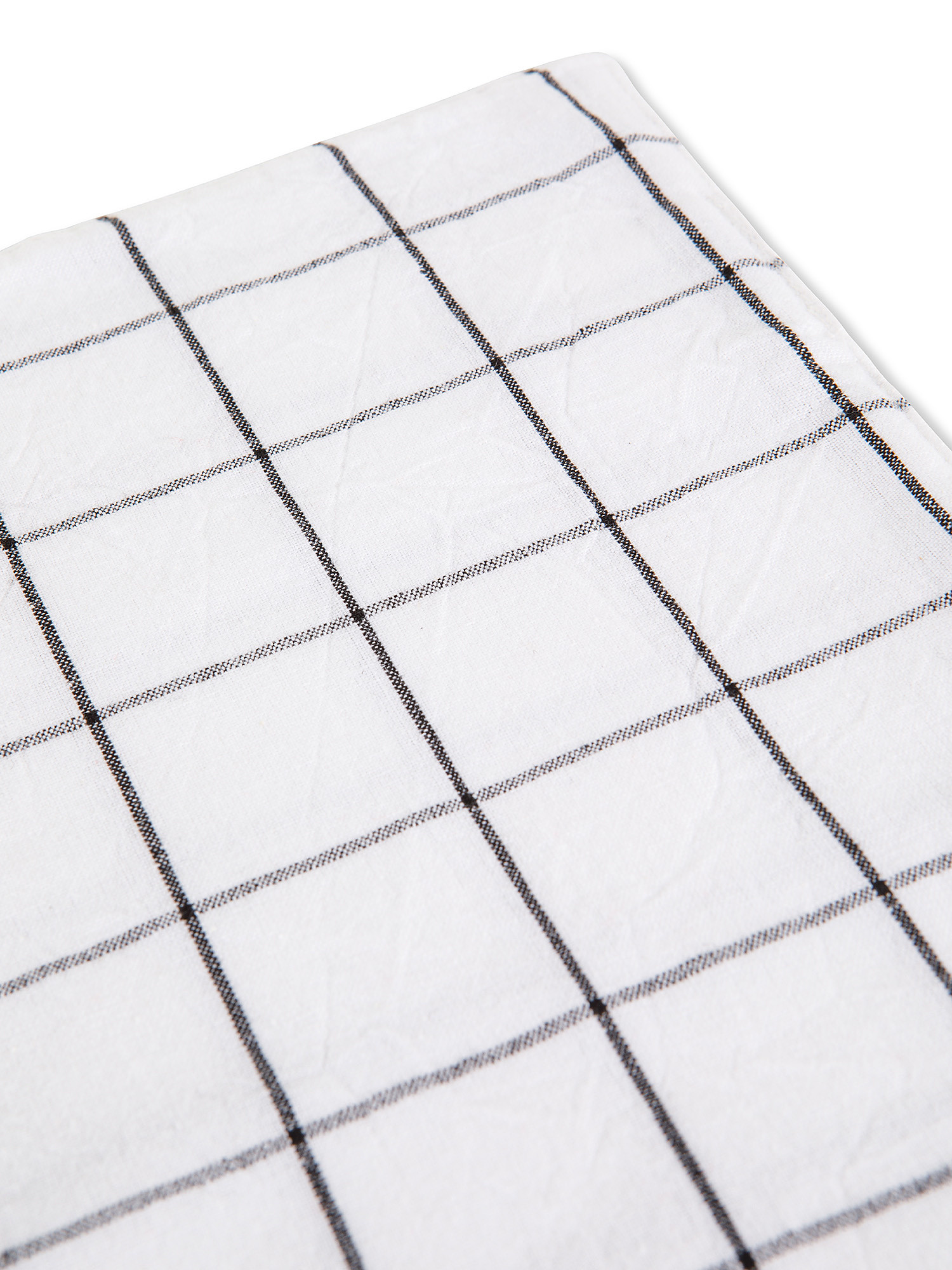 Check pattern washed cotton placemat, White, large image number 1