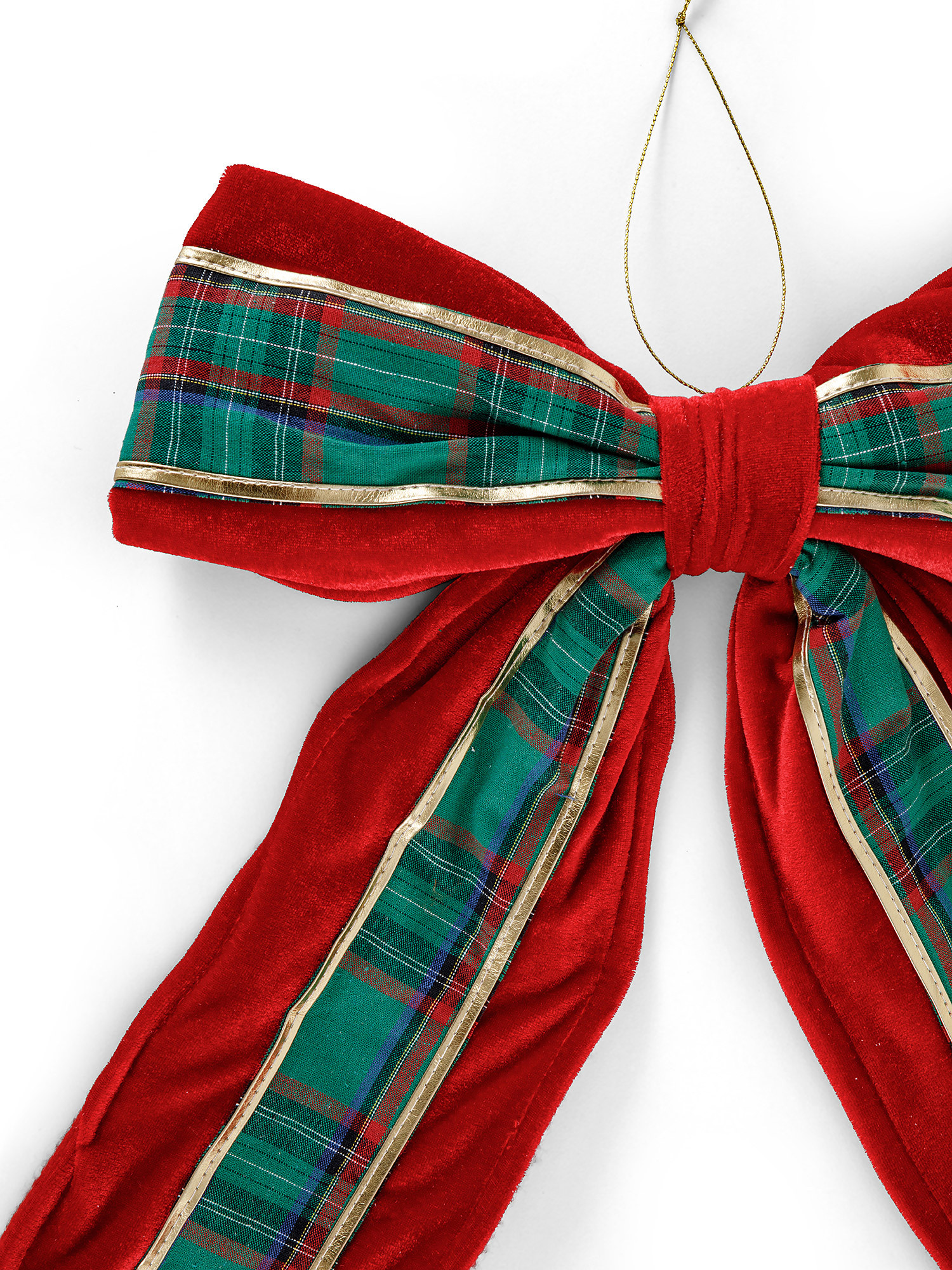 Decorative tartan fabric bow, Red, large image number 1