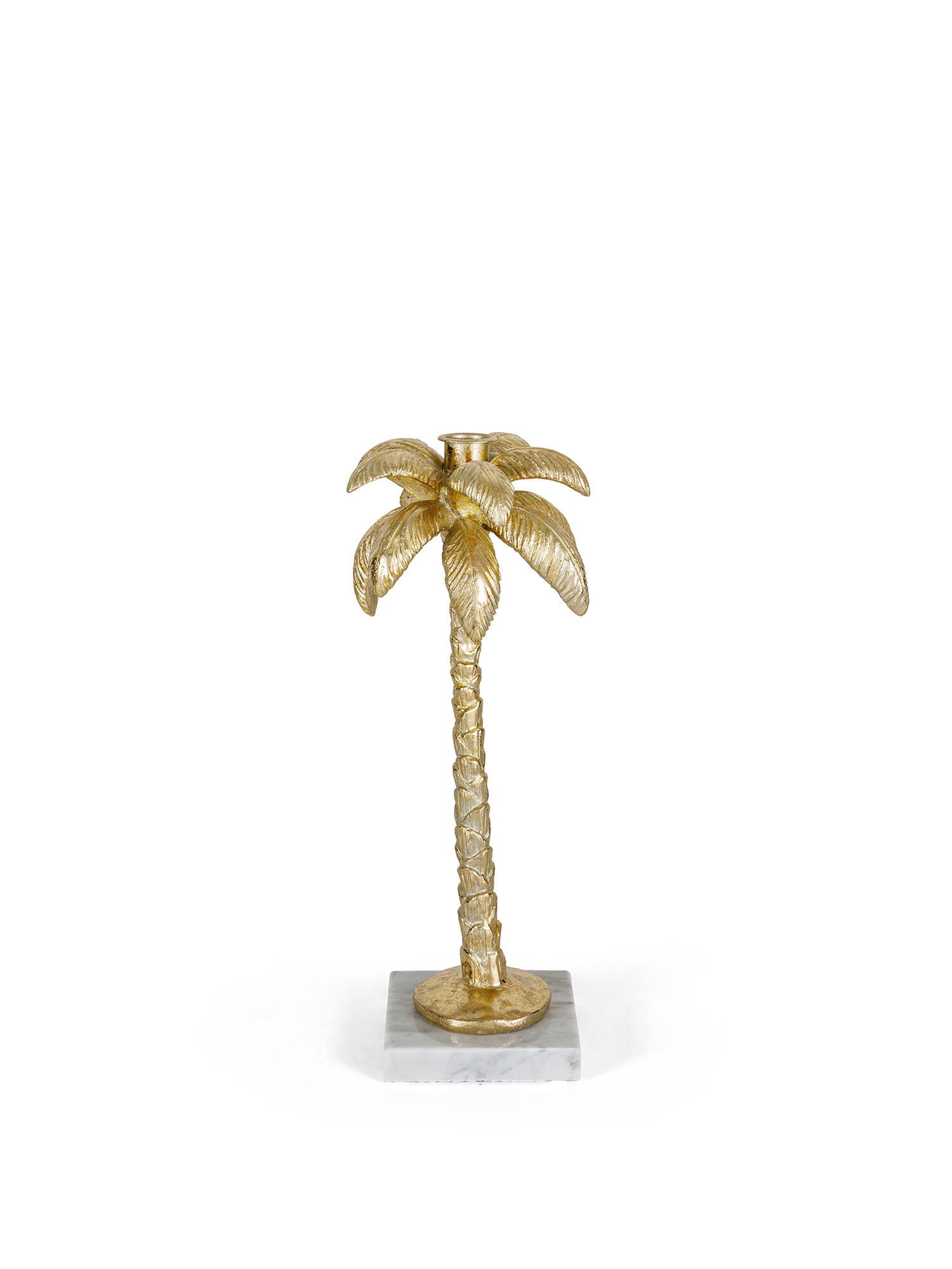 Palm-shaped candlestick on a marble base, Gold, large image number 0