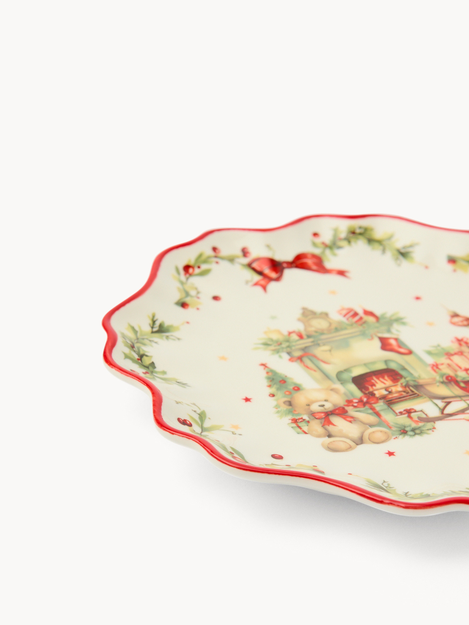 Piattino pane in porcellana Natale vintage, Bianco, large image number 1