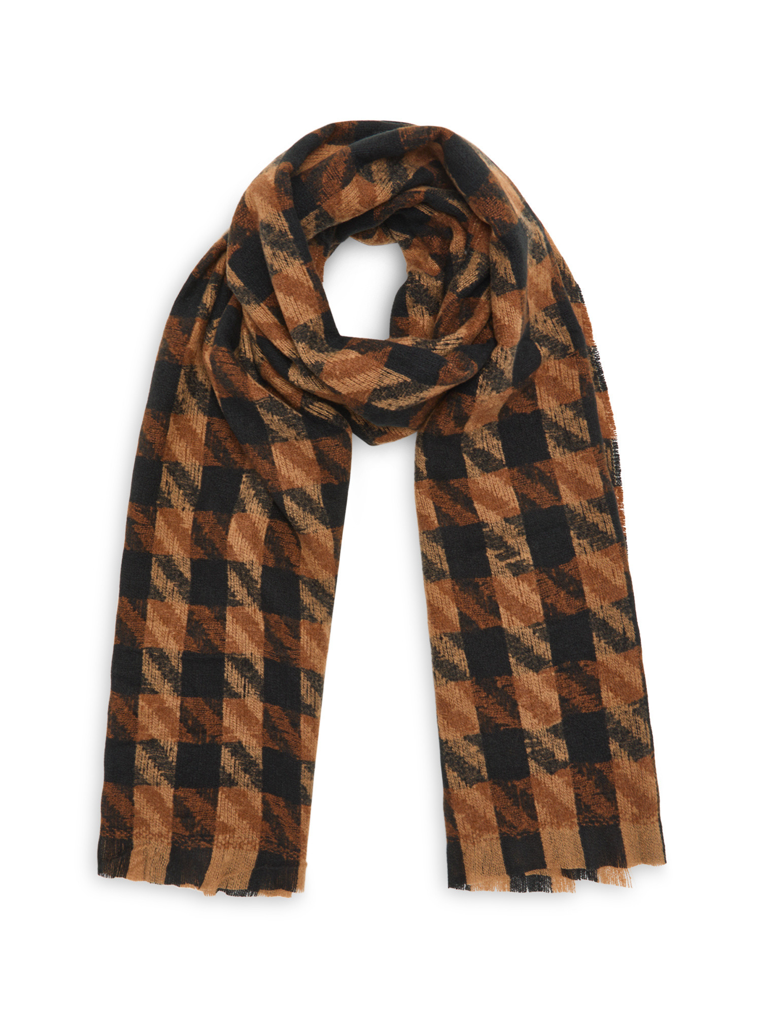 Koan - Puzzle effect checked scarf, Black, large image number 0