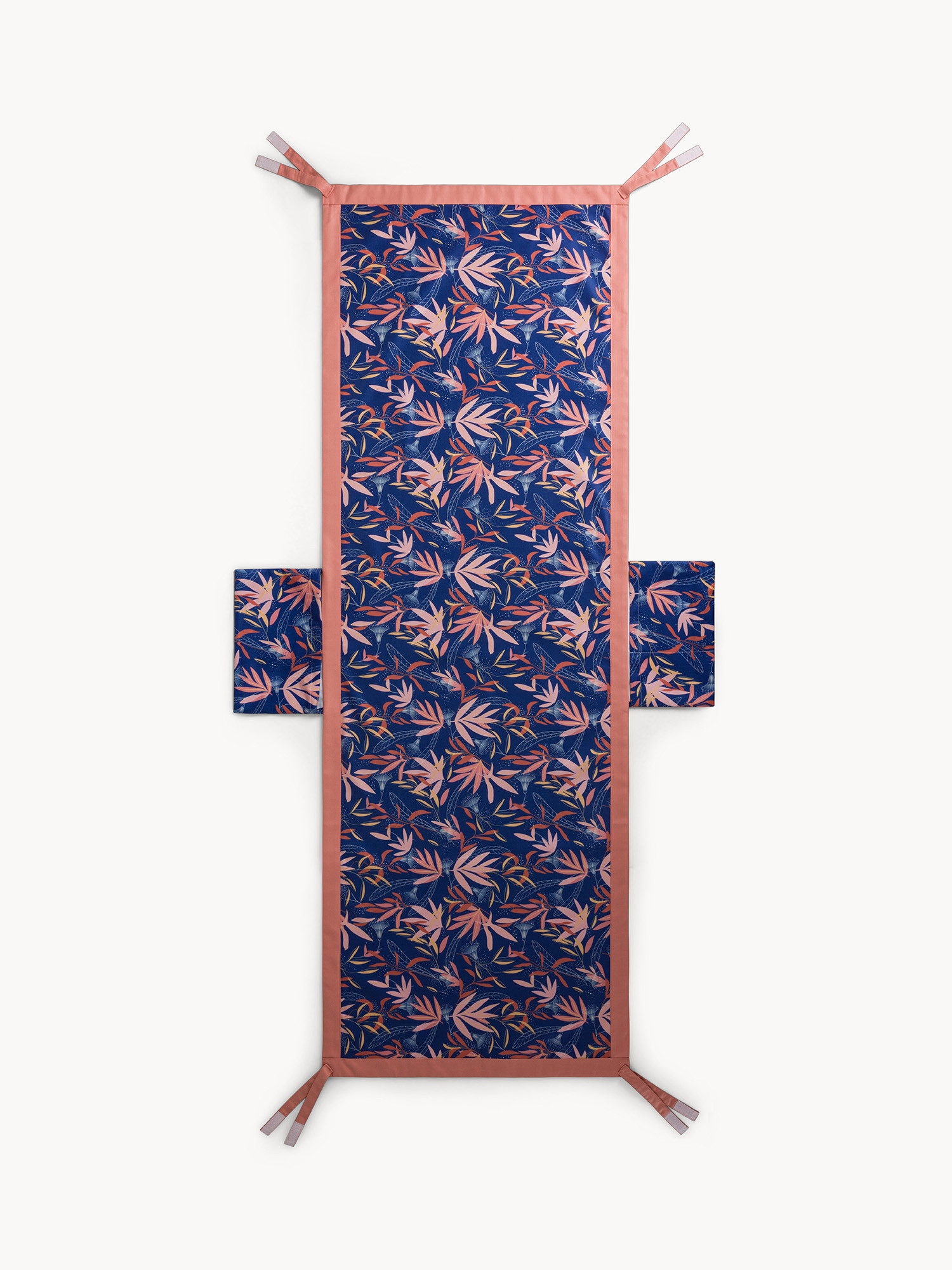 Microfiber sunbed towel with leaves motif, Dark Blue, large image number 0