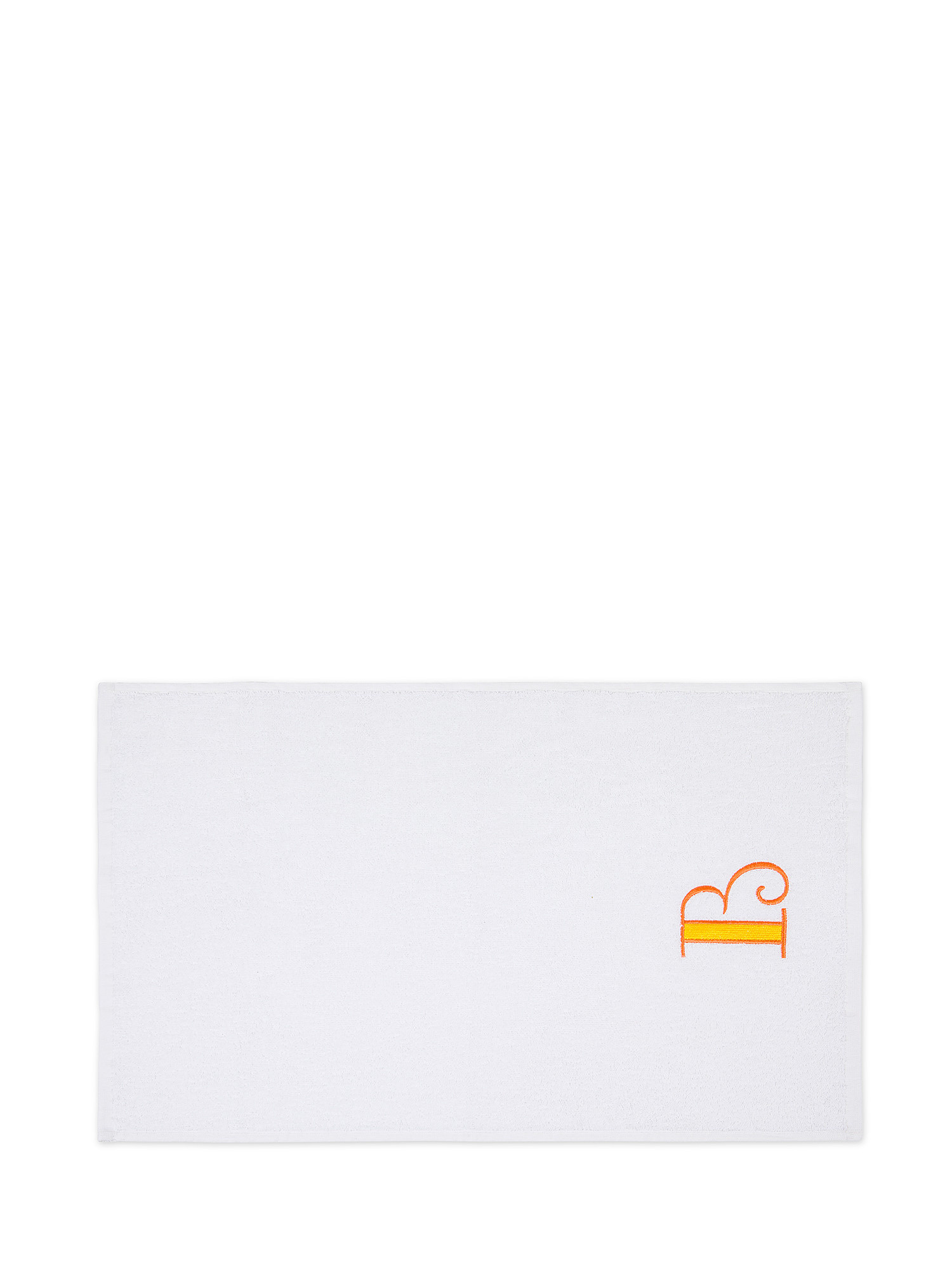 Set asciugamano in spugna ospite e viso con monogramma lettera, Giallo, large image number 1