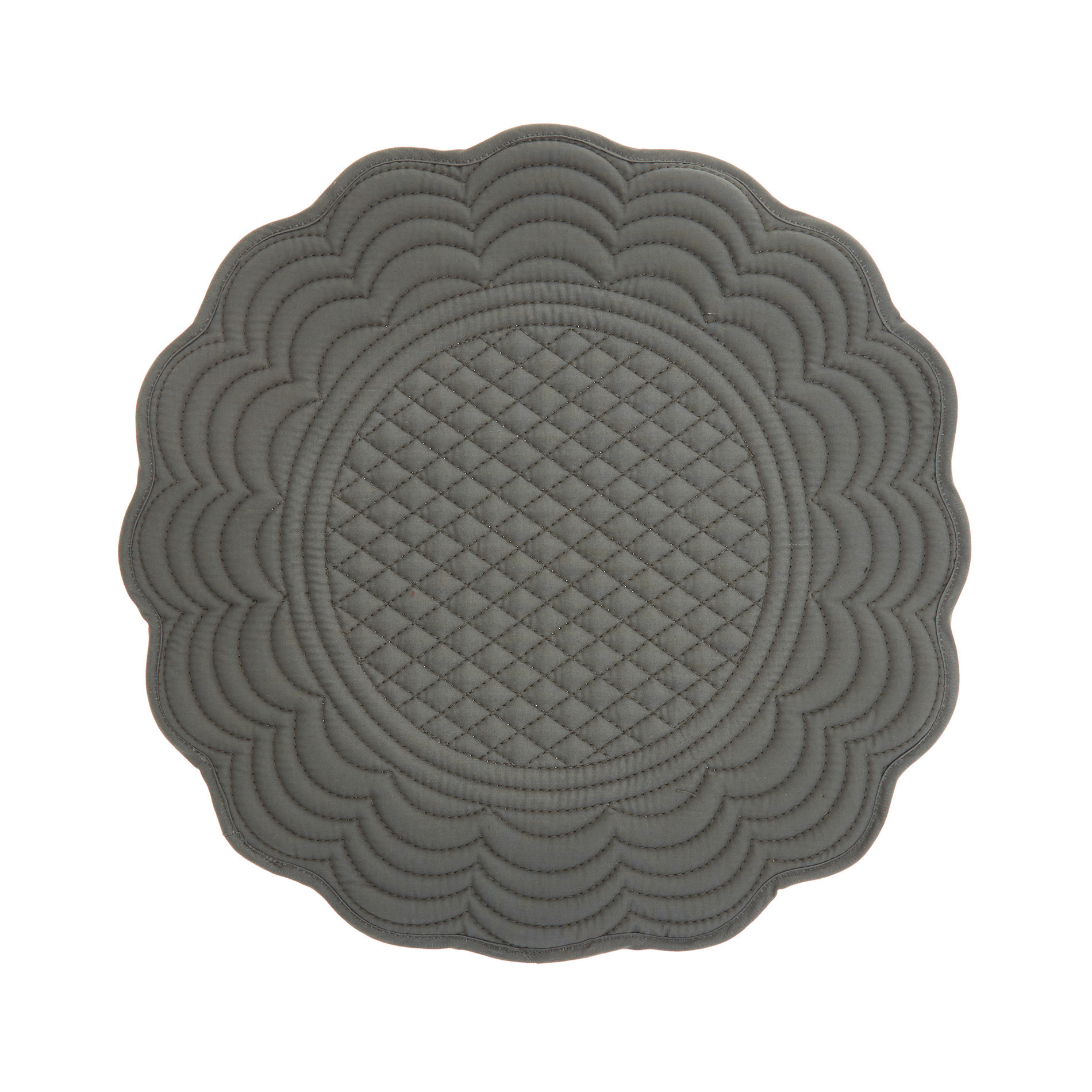 Round solid colour table mat in 100% cotton, Grey, large image number 0