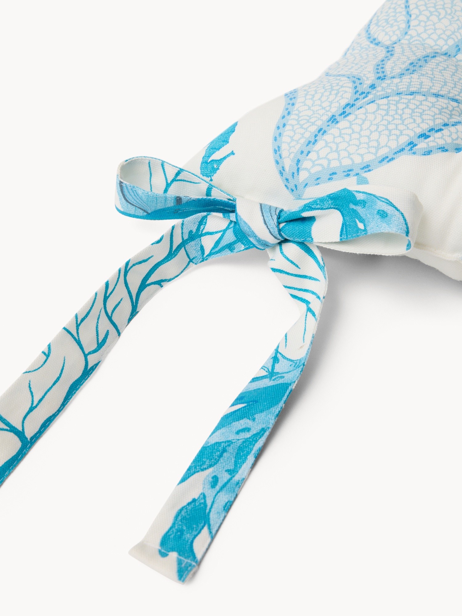 Panama Cotton Chair Cushion with Marine Print - Introductory Price, White / Blue, large image number 1