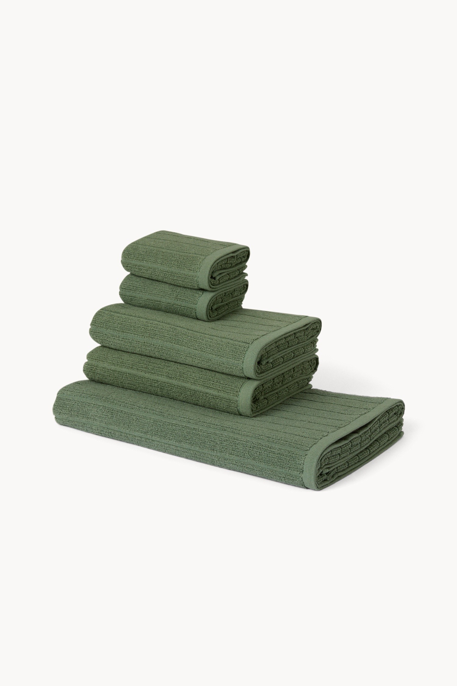 Set of 5 Pure Cotton Towels - Discounted Price, Dark Green, large image number 0