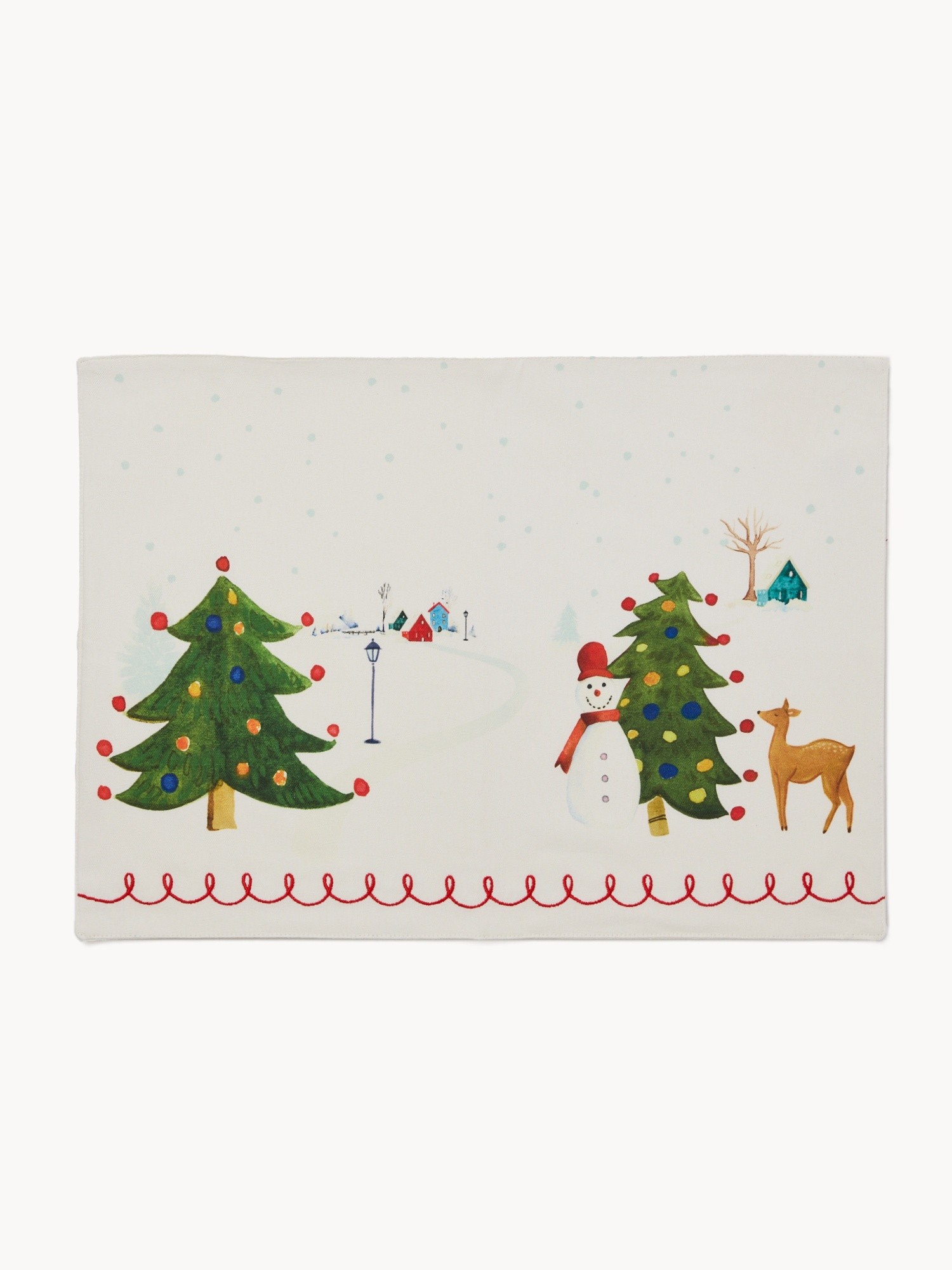 Placemat in pure cotton with a Christmas print, Multicolor, large image number 0