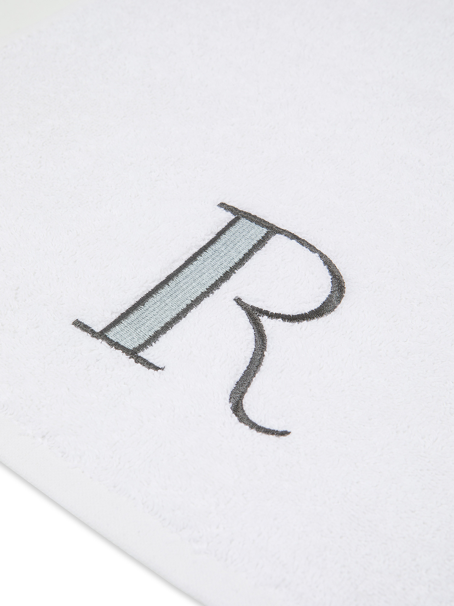 Set asciugamano in spugna ospite e viso con monogramma lettera, Verde, large image number 2