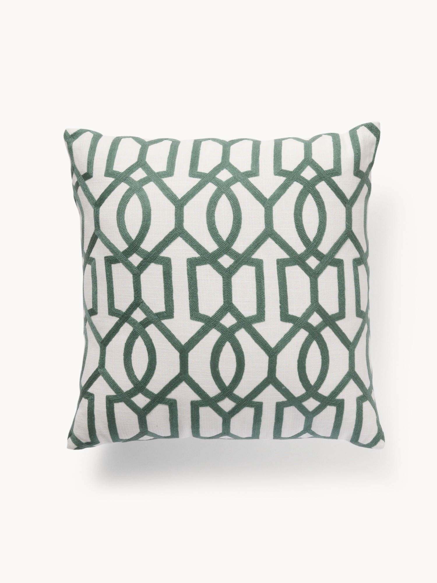 Cuscino con ricamo geometrico 45x45cm, Verde acqua, large image number 0