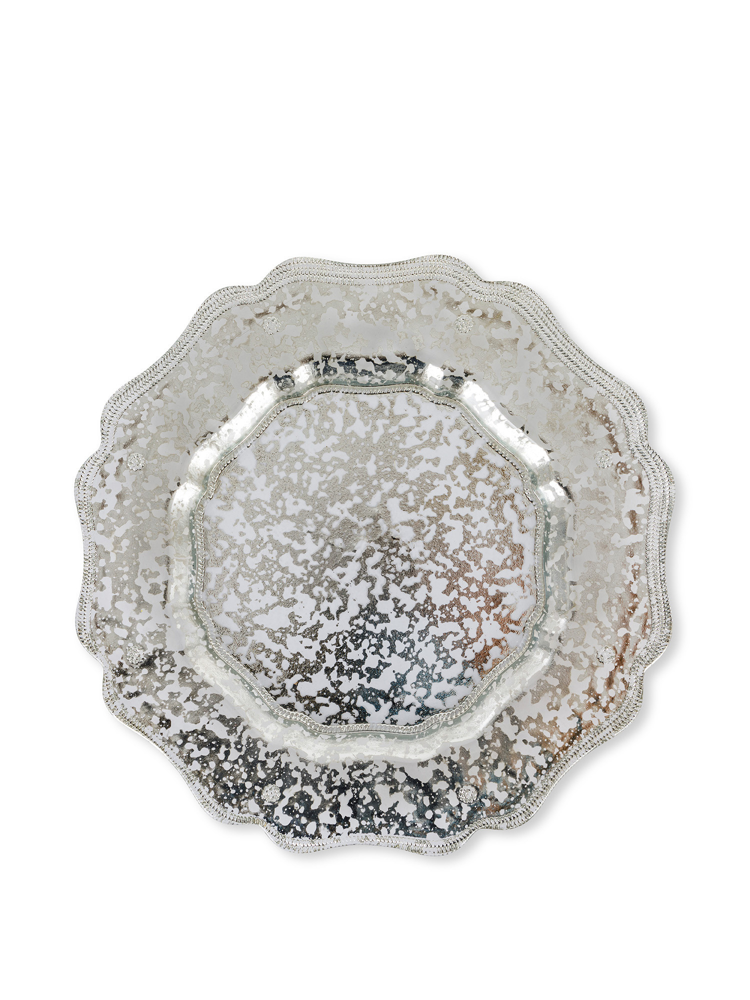 Decorated glass serving plate, Silver Grey, large image number 0
