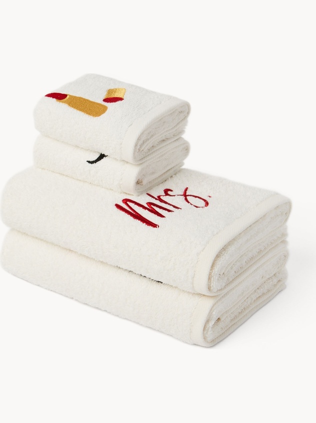 Set 2 asciugamani in spugna di cotone per Lui&Lei