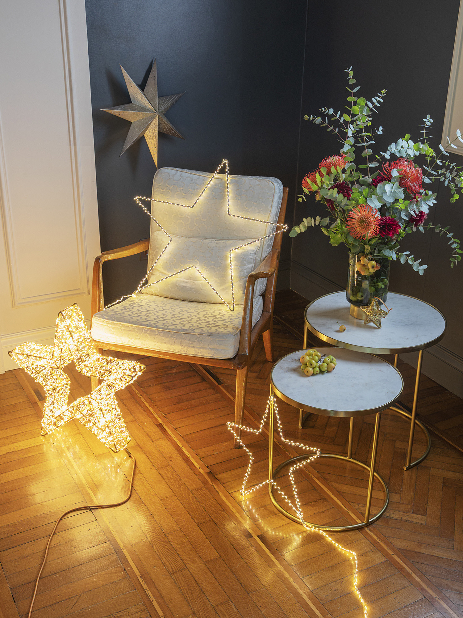 Decorative star with 3360 micro LED warm light, Gold, large image number 1