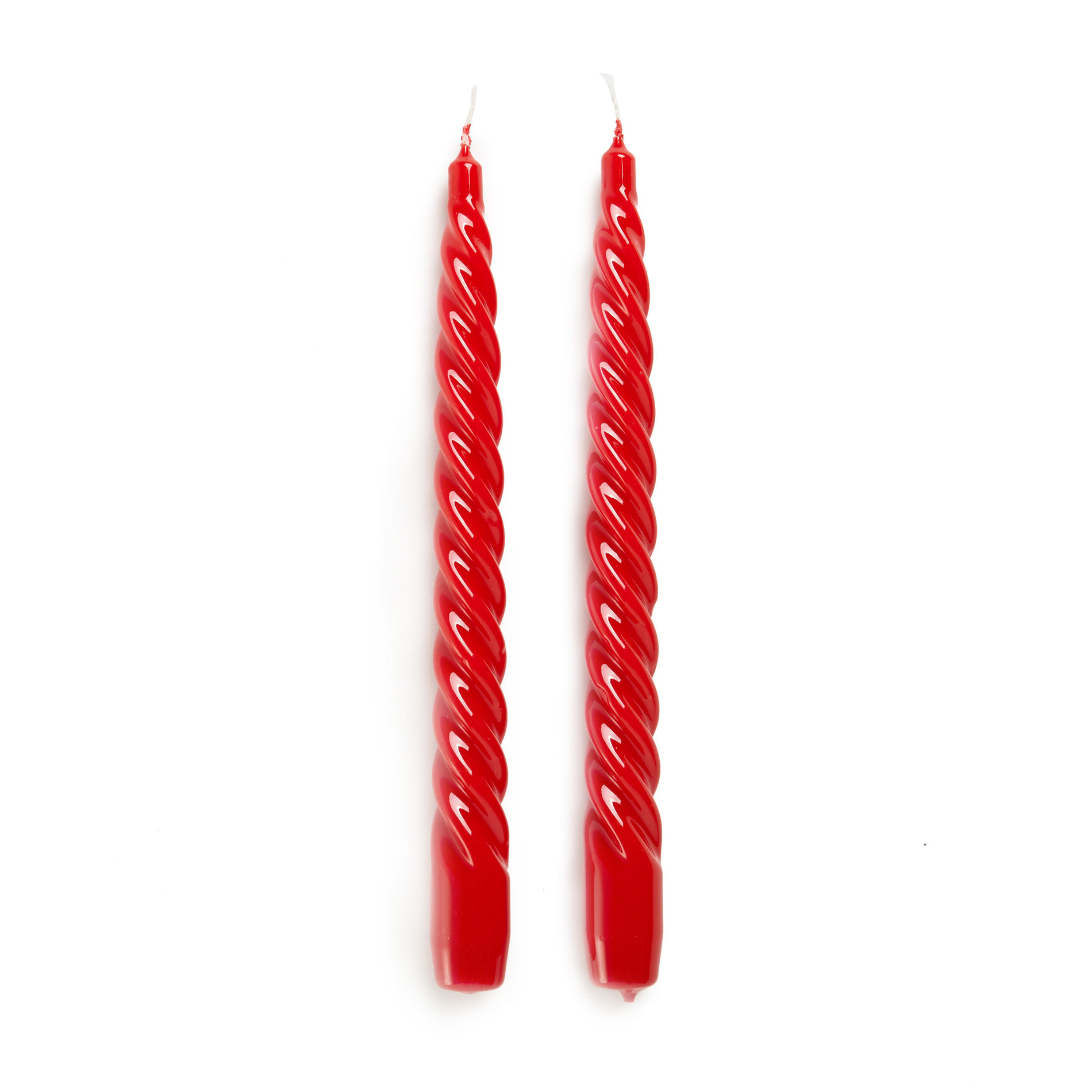 Set of 2 torchon lacquered candles, Red, large image number 0