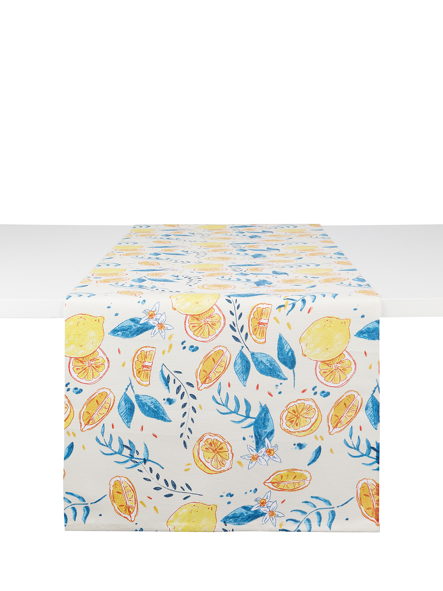 Lemon print cotton table runner, Yellow, large image number 0