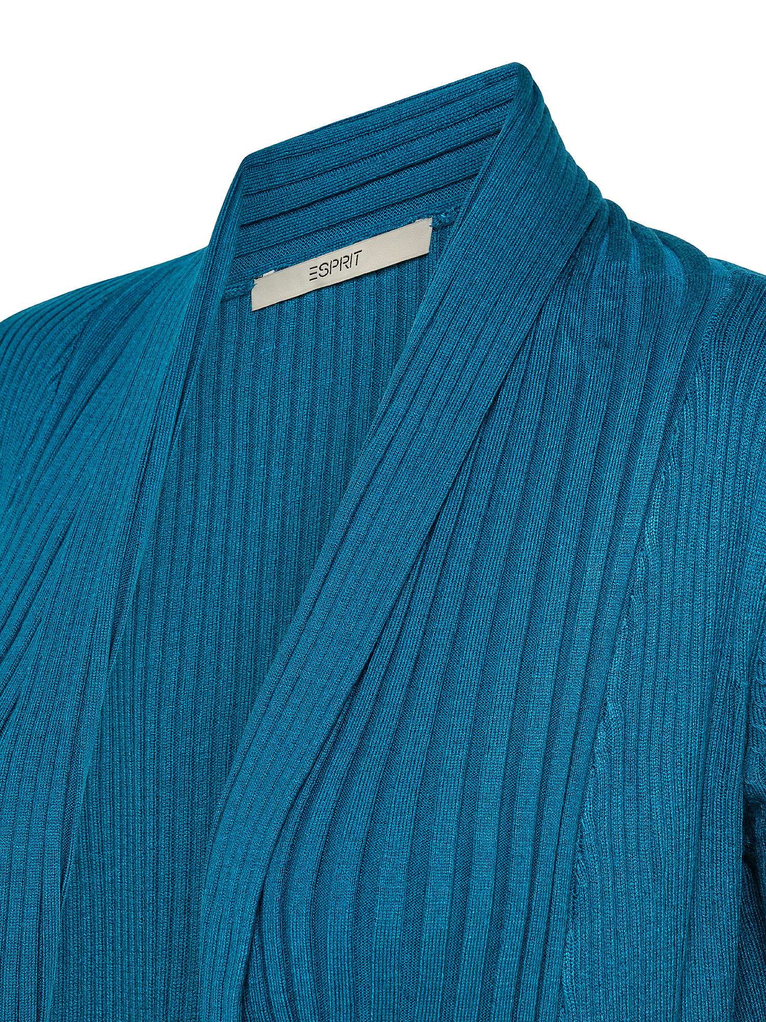 Open ribbed cardigan, Turquoise, large image number 2