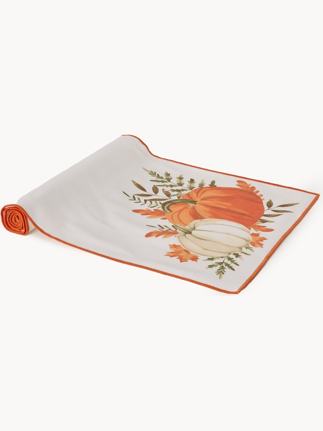 Pumpkin-print cotton table runner