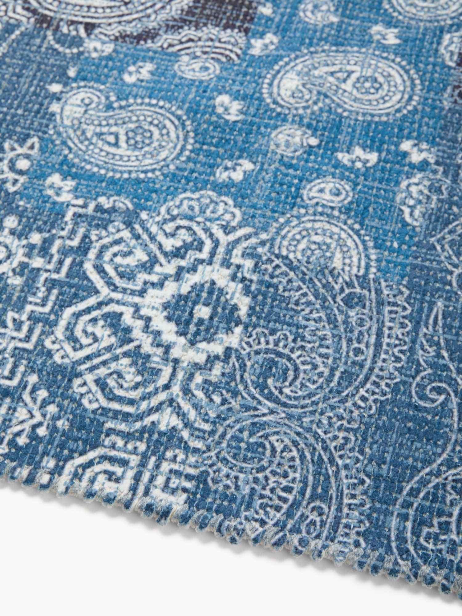 Chenille Kitchen Mat with Bandana Print - Discounted Price, Blue, large image number 1