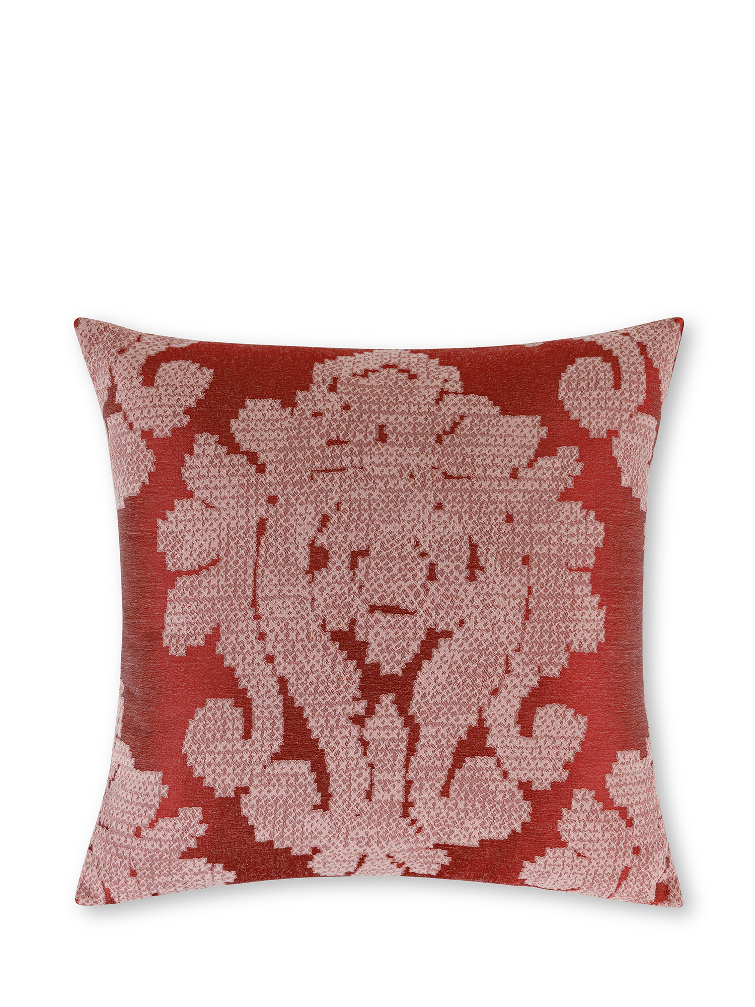 Cushion in plain color damask jacquard fabric 45x45 cm, Red, large image number 0