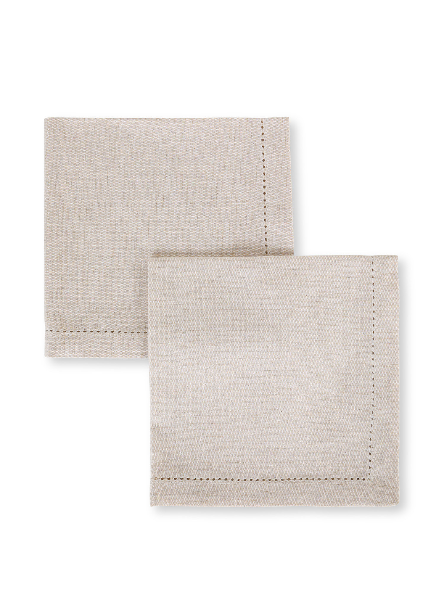 Set of 2 solid color cotton napkins with lurex threads, Light Beige, large image number 0