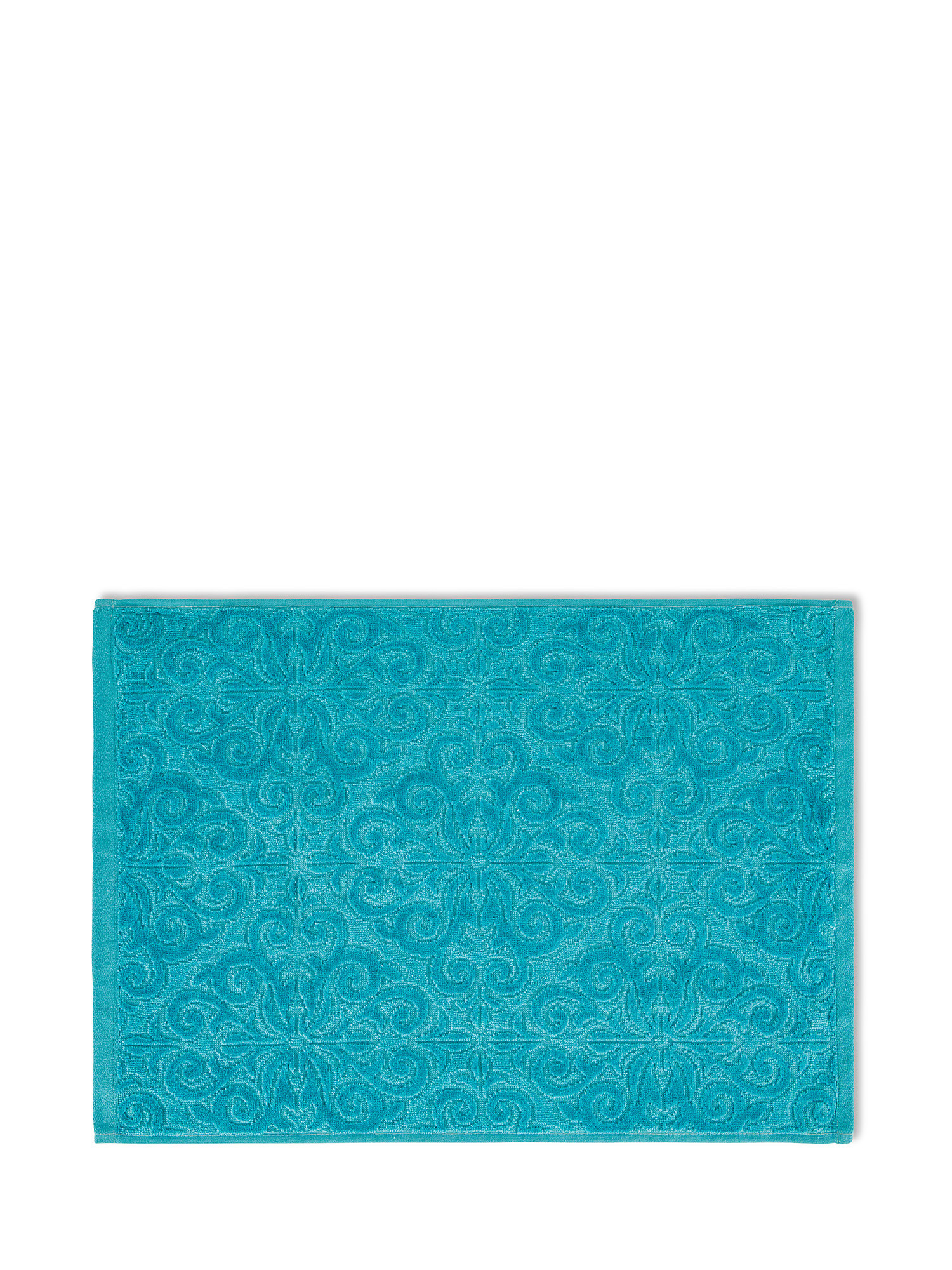 Asciugamano cotone velour motivo azulejos, Verde acqua, large image number 1
