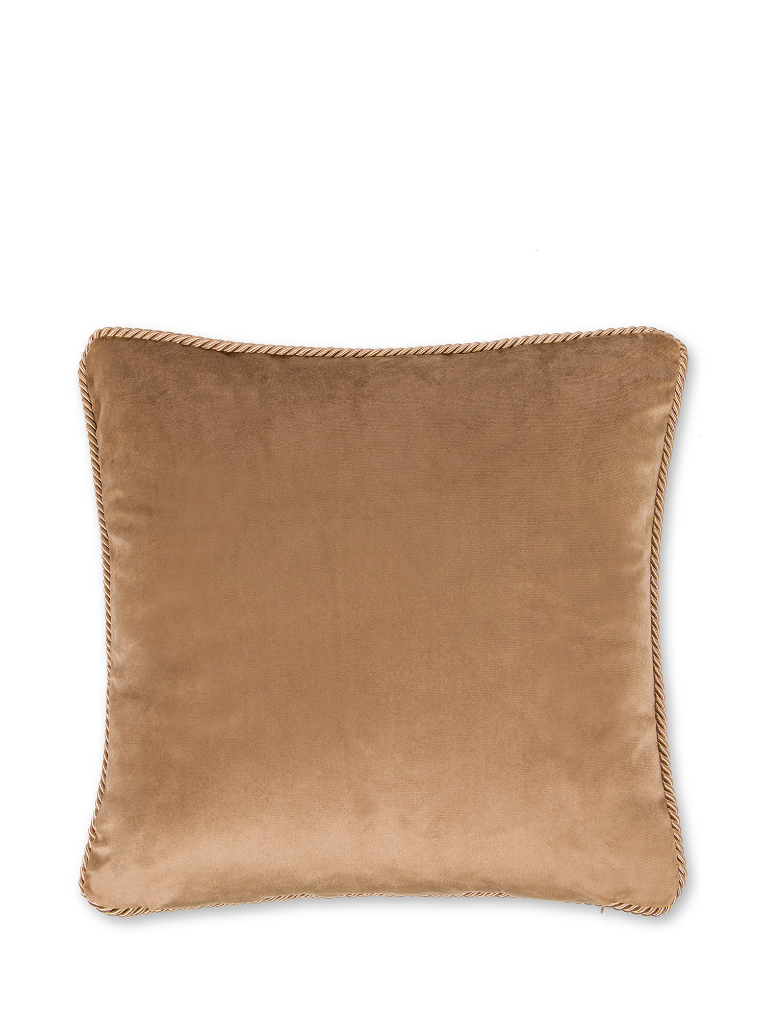 Solid color velvet cushion 45X45cm, TAUPE, large image number 1