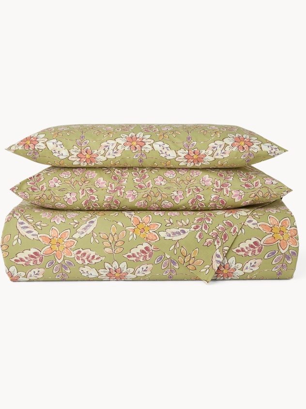 Parure lenzuolo in cotone percalle fantasia floreale - Prezzo di lancio