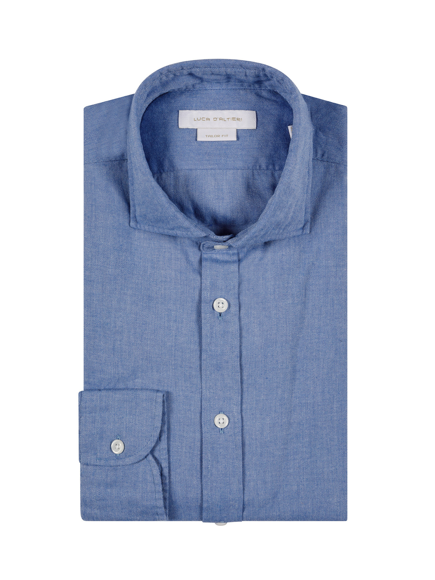 Camicia tailor fit in morbida flanella di cotone organico, Azzurro, large image number 2