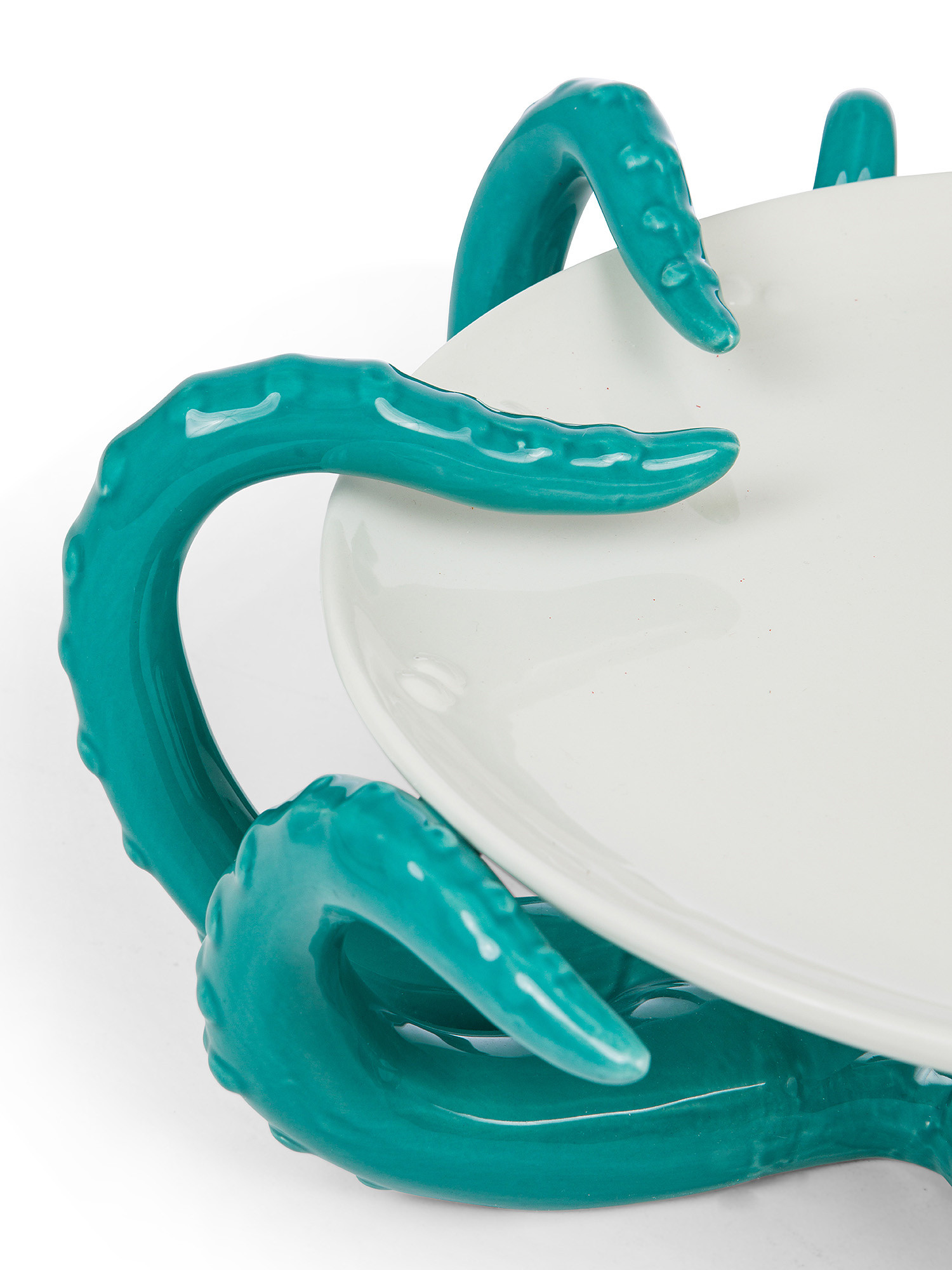 Alzata ceramica dettaglio tentacoli, Bianco, large image number 1