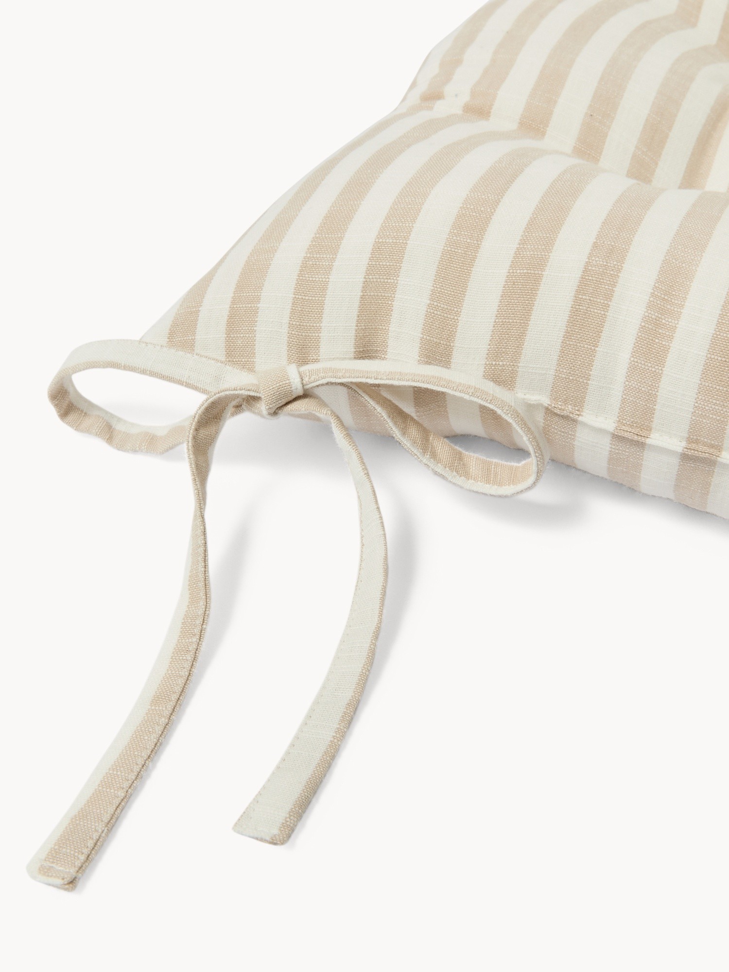 Striped yarn-dyed pure cotton chair cushion - Discounted Price, Beige, large image number 1