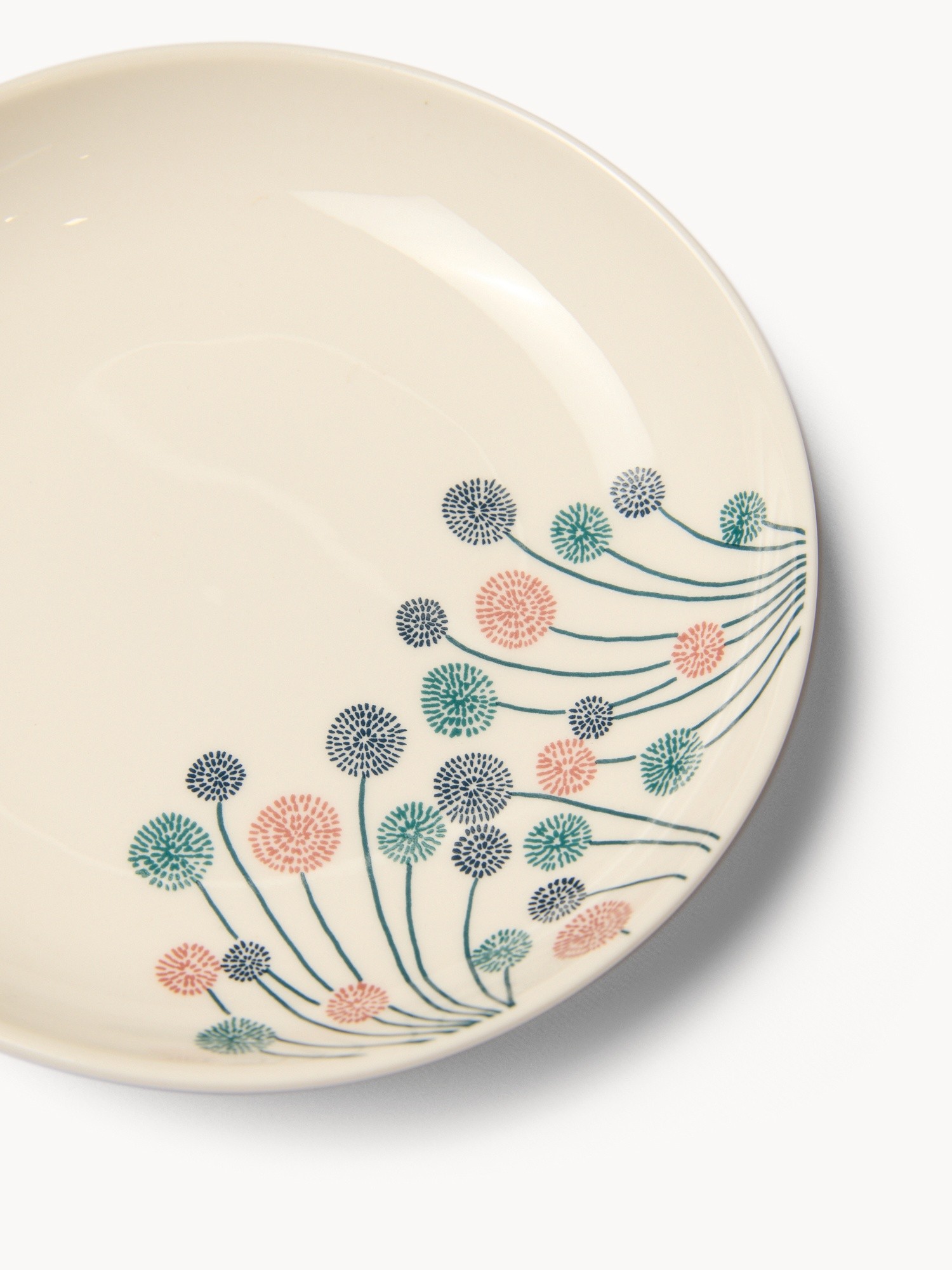 Piattino pane in new bone china motivo a fiori - Prezzo di lancio, Bianco, large image number 1