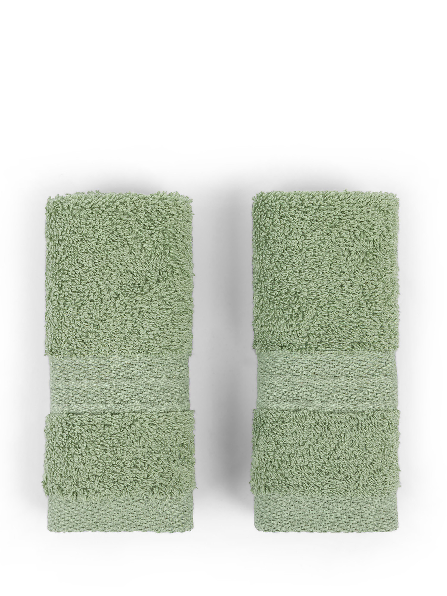 Set of 2 Zefiro solid color 100% cotton washcloths, Sage Green, large image number 0