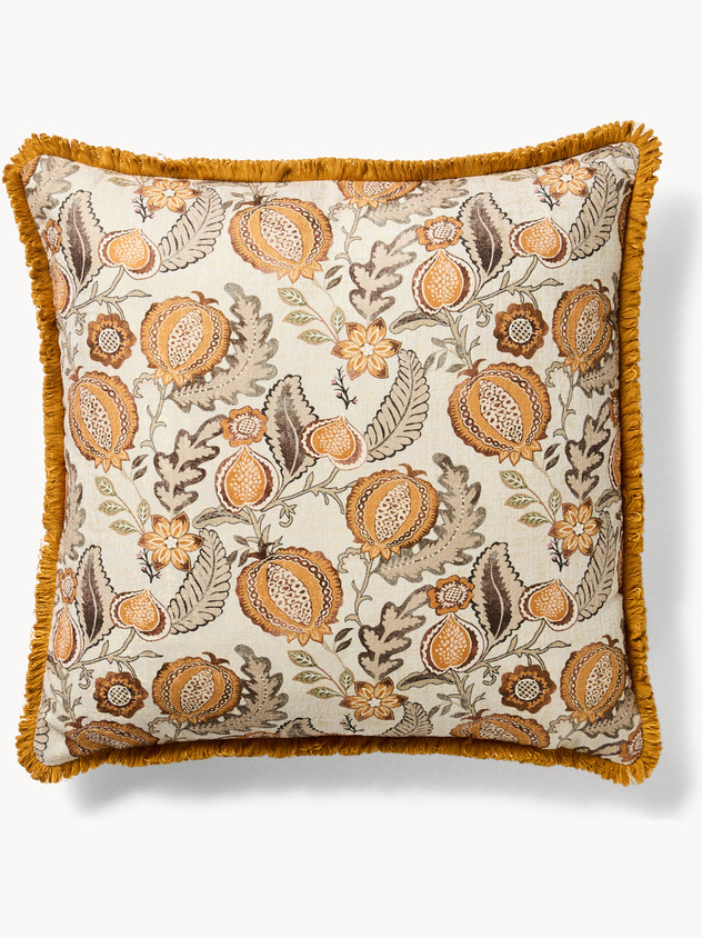 Cuscino 45x45 cm con stampa melograno e frangette