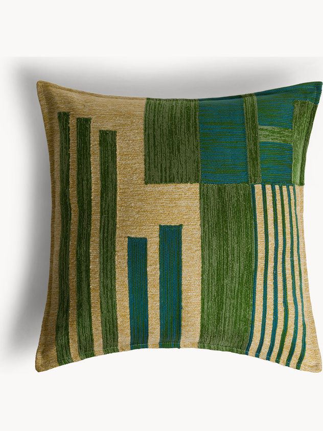 Cuscino 45x45 cm in cotone con ricamo geometrico