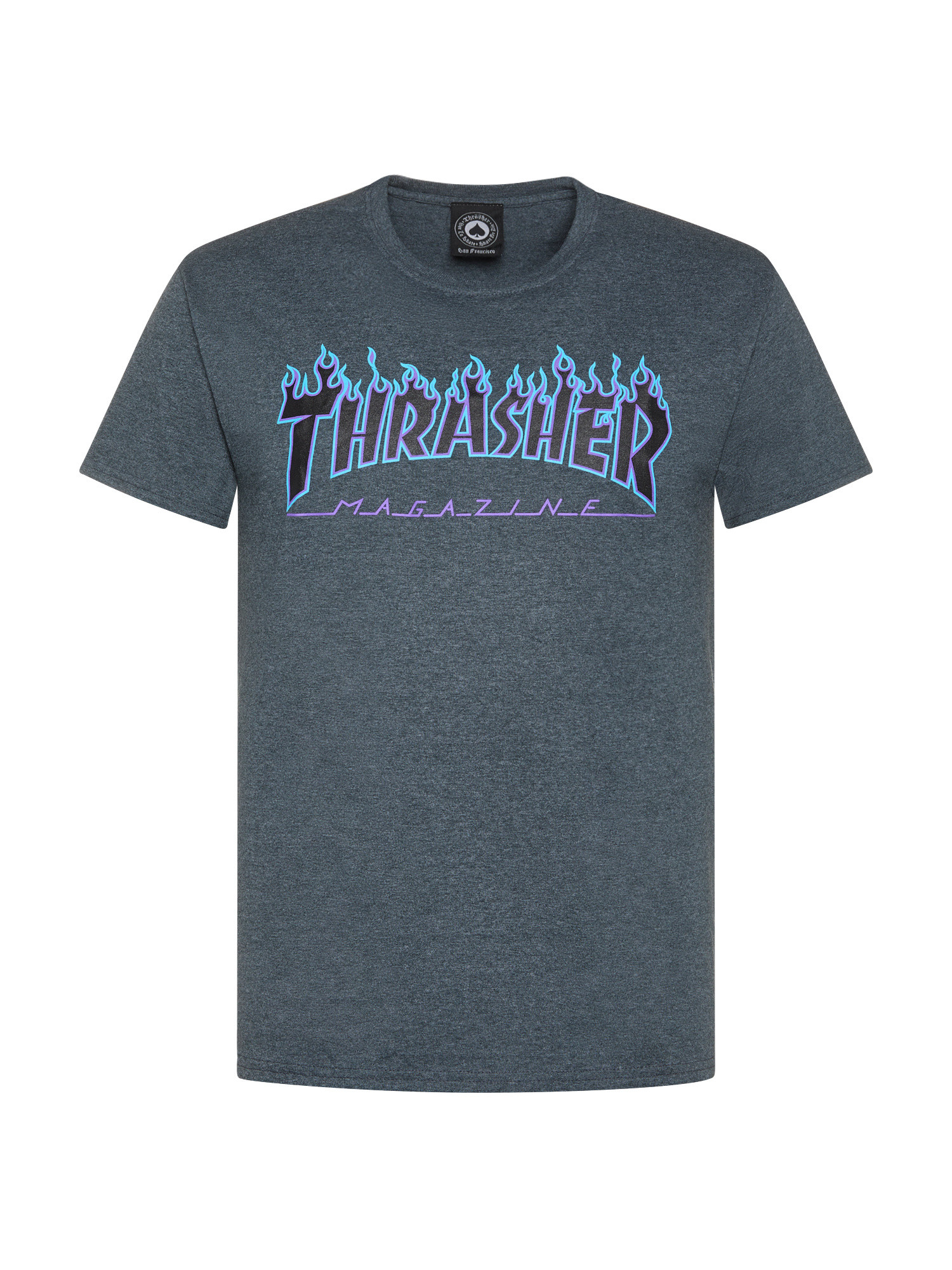 Thrasher - T-Shirt logo fiamme, Grigio scuro, large image number 0