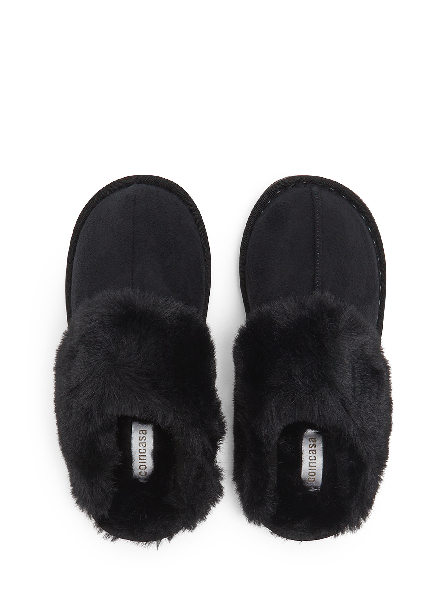 Fluffy slippers, Black, large image number 0