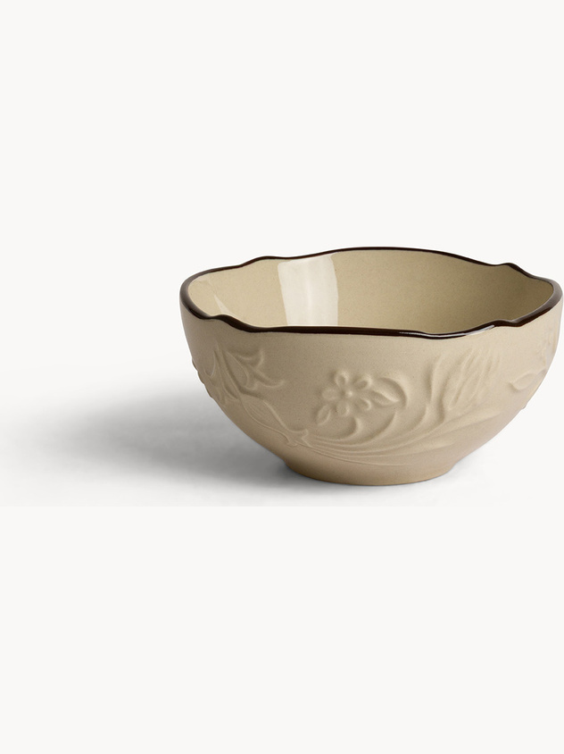 Stoneware bowl with brown trim