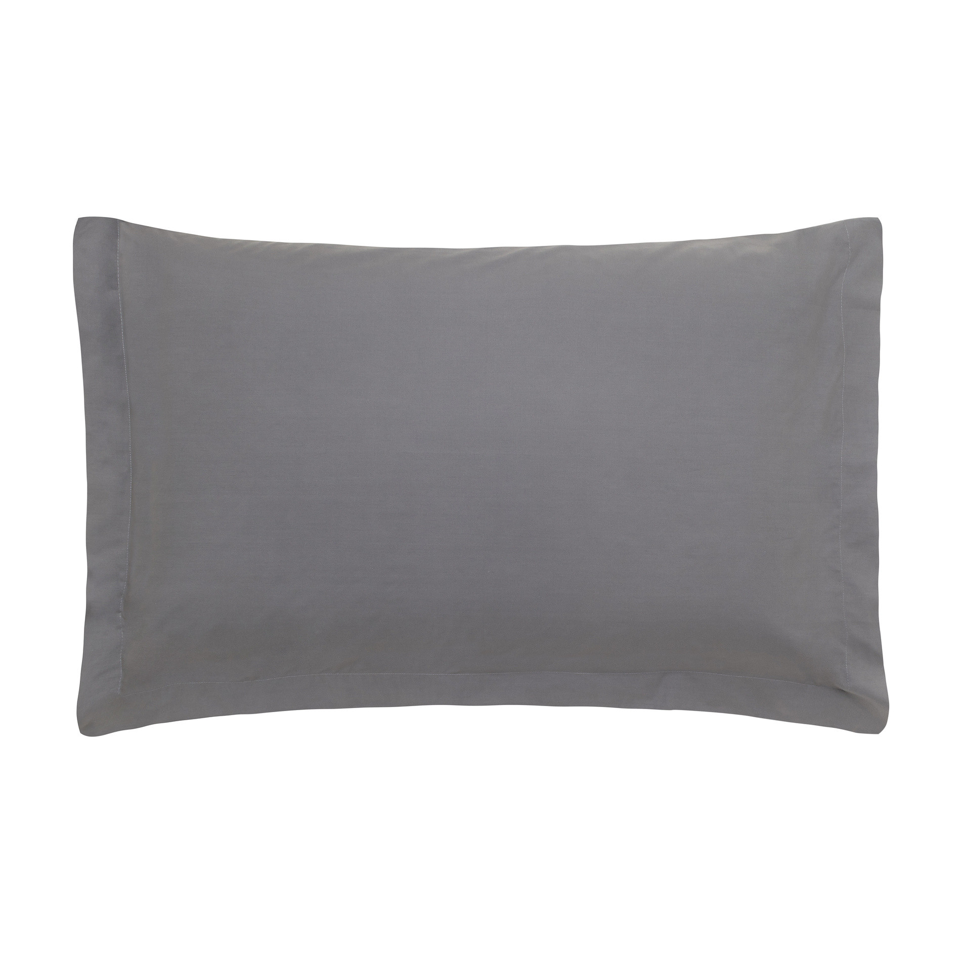 Zefiro solid colour pillowcase in percale., Anthracite, large image number 0