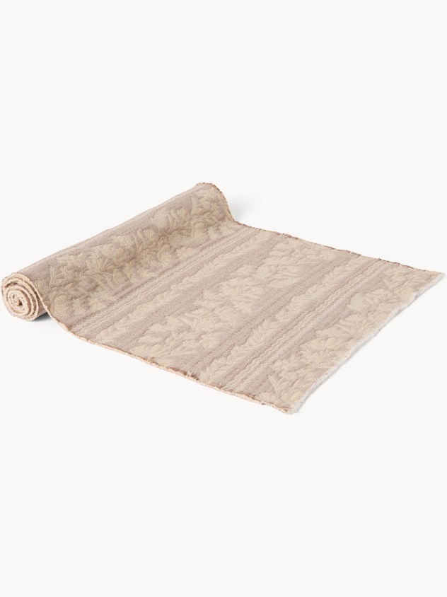 Washed cotton jacquard table runner
