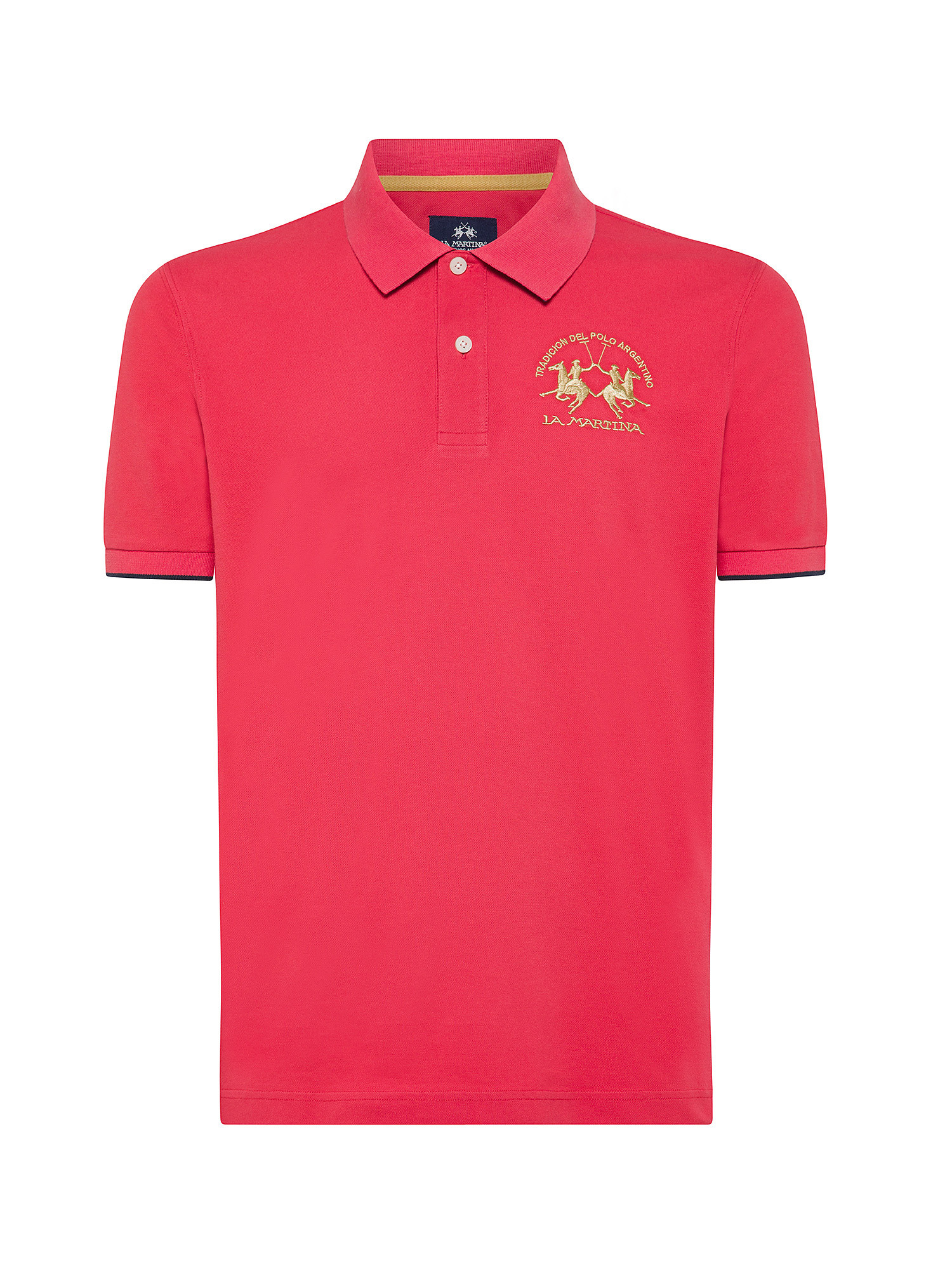 La Martina - Short-sleeved polo shirt in stretch piqué, Red, large image number 0